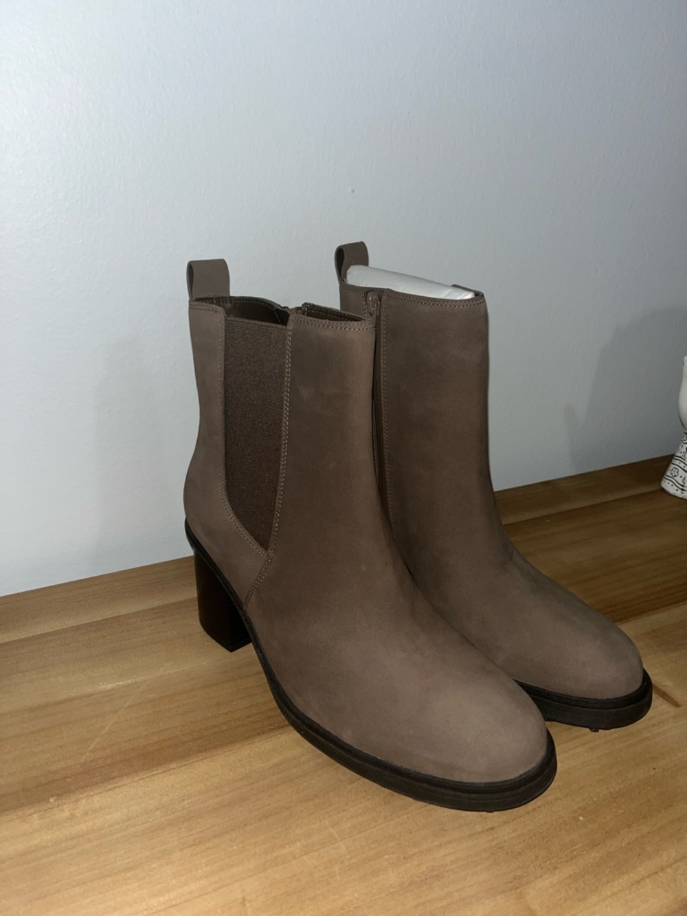 Vionic Taupe Chelsea Block-Heel Ankle Boots